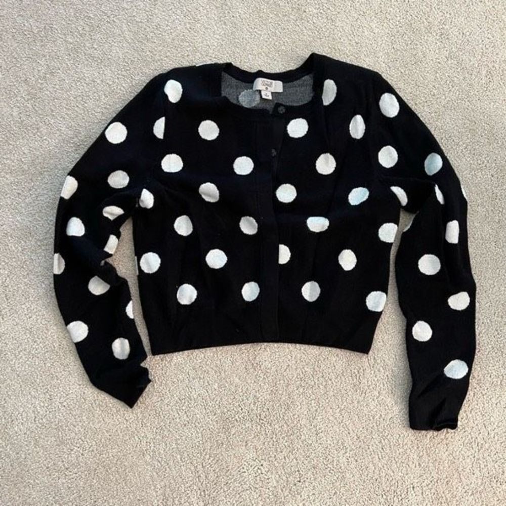 Victor Glemaud x Target Womens Black White Polka Dot Button Front Cardigan Small